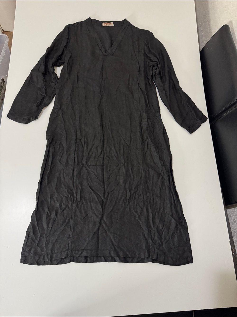 fabindia Black V-Neck Long Sleeve Maxi Dress